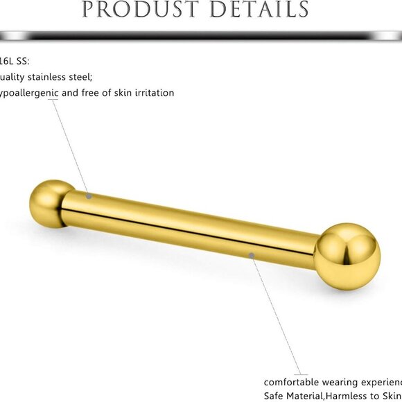 16Pcs Nose Rings 18G Nose Studs Surgical Steel 1.5MM Clear Crystal Nostril Ring - Picture 2 of 5